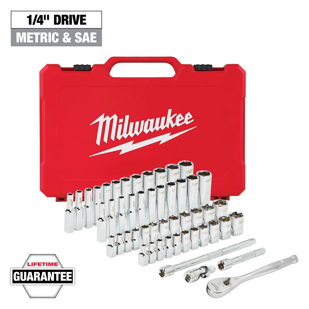 MILWAUKEE 50 PC. 1/4" Drive Ratchet & Socket Set - SAE & Metric