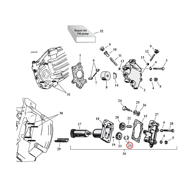 All-season vloeistof Split Washer Ret.Gear Oilpump Harley-Davidson
