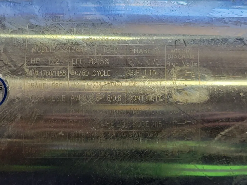 1/2 hp Wash Down Stainless Staal Motor SS1244C