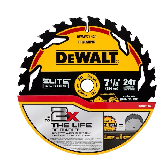DEWALT ELITE SERIES 7-1/4- 24-Tooth Rough Finish Tungsten Carbide-tipped Steel Circular Saw Blade
