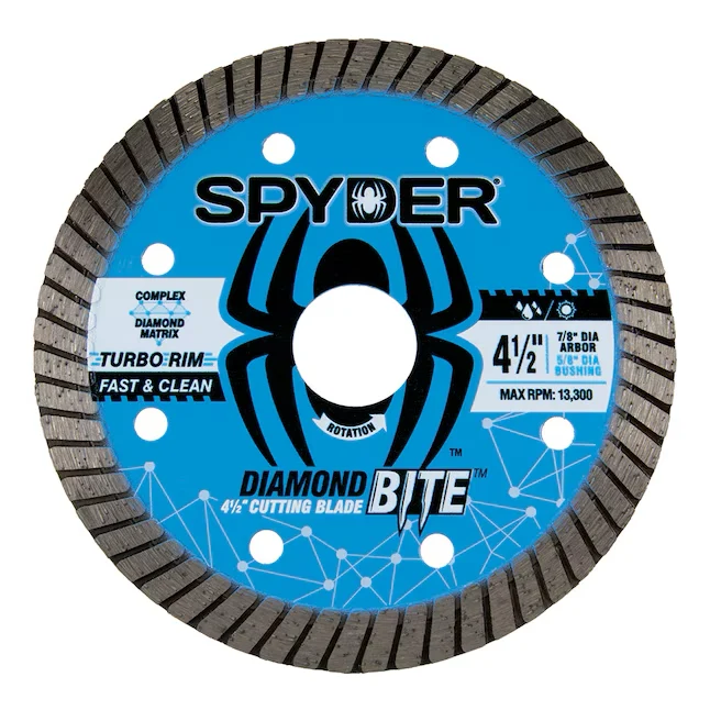 Spyder Diamond Bite 4-1/2- Wet/Dry Turbo Rim Diamond Saw Blade