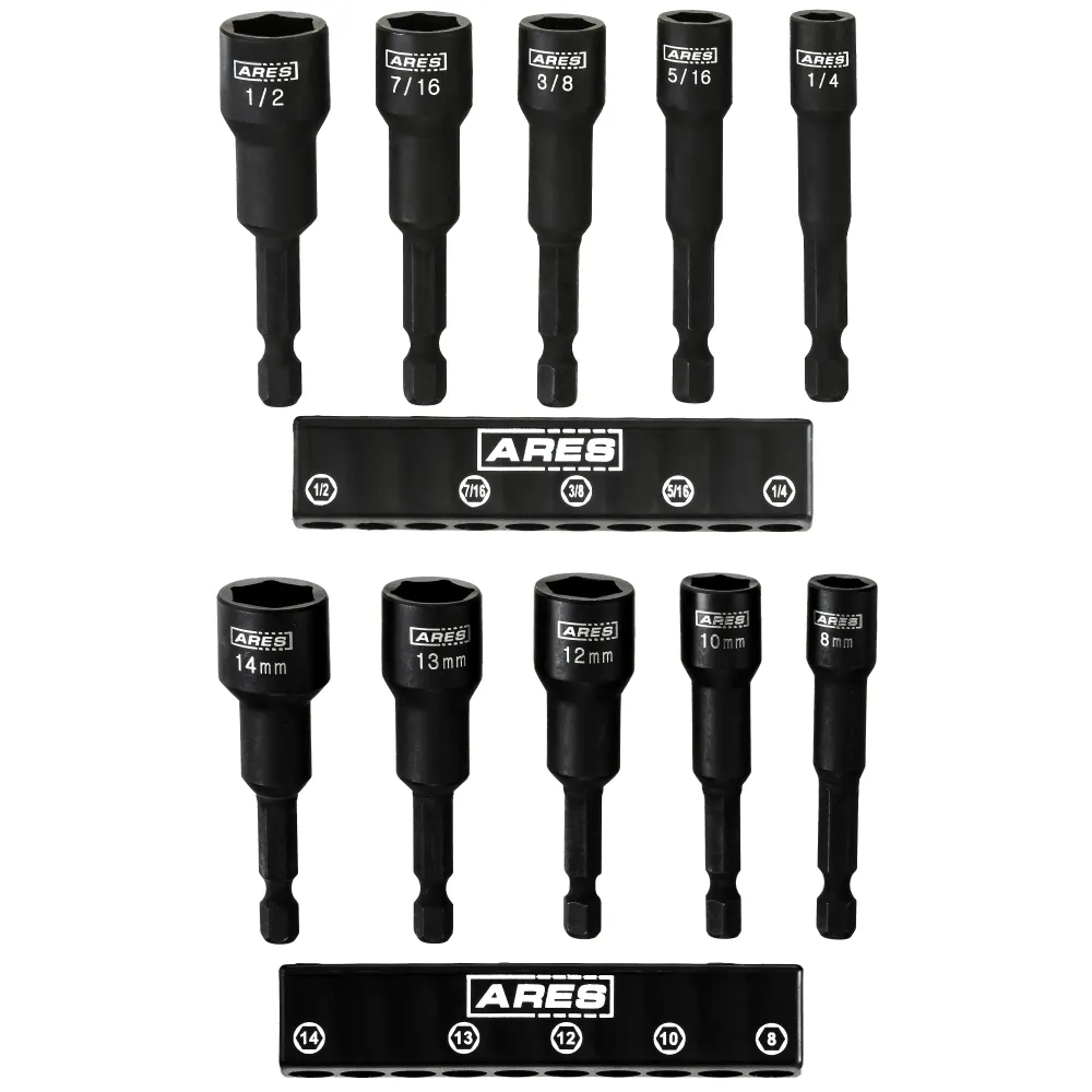 ARES 27102 - 10-Piece SAE and Metric Impact Magnetic Nut Driver Set - Directe Montage