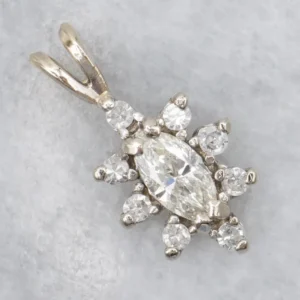 Professionele Klasse Marquise Cut Diamond Halo Pendant White Goud