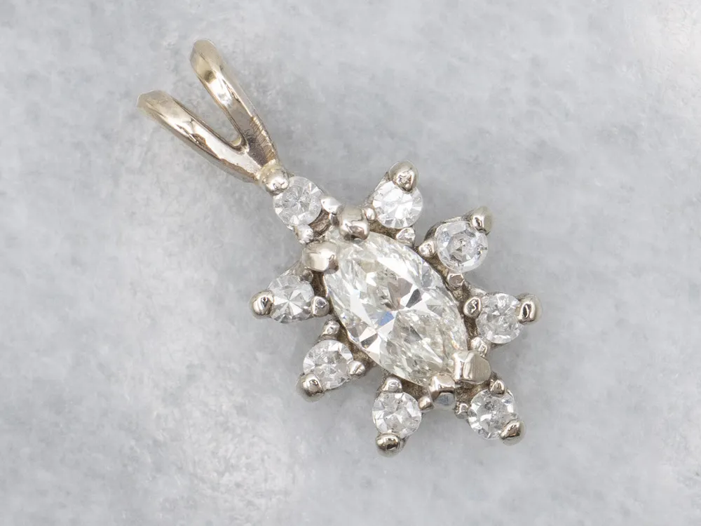 Professionele Klasse Marquise Cut Diamond Halo Pendant White Goud