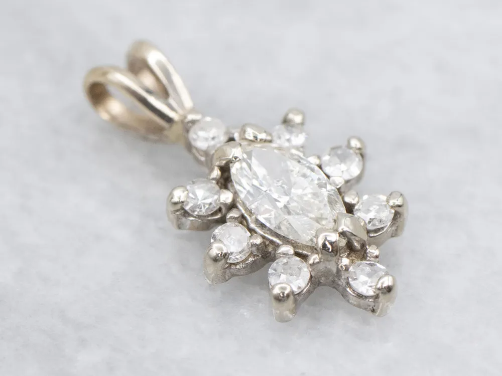 Professionele Klasse Marquise Cut Diamond Halo Pendant White Goud