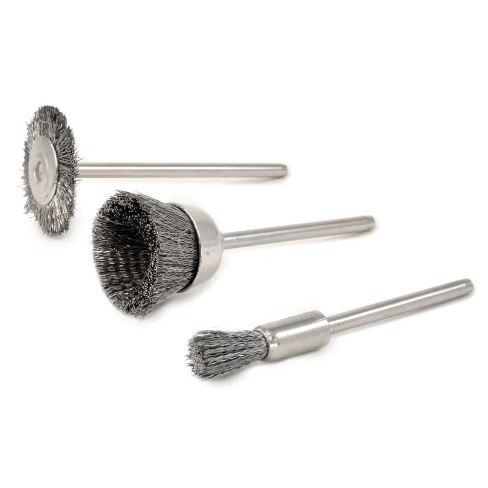 MicroLux Wire Brushes, Set 3, 3/32" Shanks