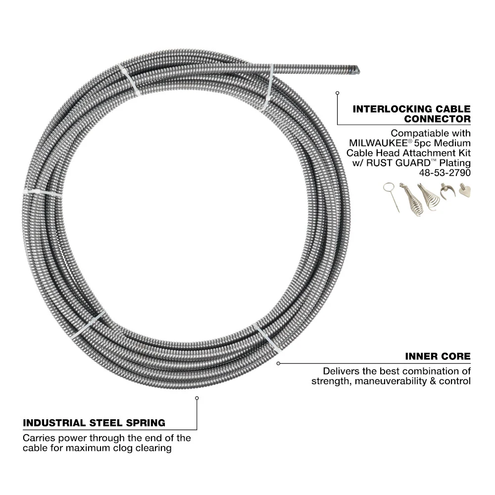 MILWAUKEE 3/8" x 75' Inner Core Drum Cable