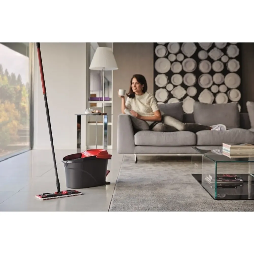 Vileda 163425 Vileda Ultramat Turbo Flat Mop Bucket Set Zacht weefsel Head Cloan Floor 2in1