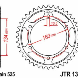 Corona JT SPROCKETS acero estándar 1307 - Paso 525