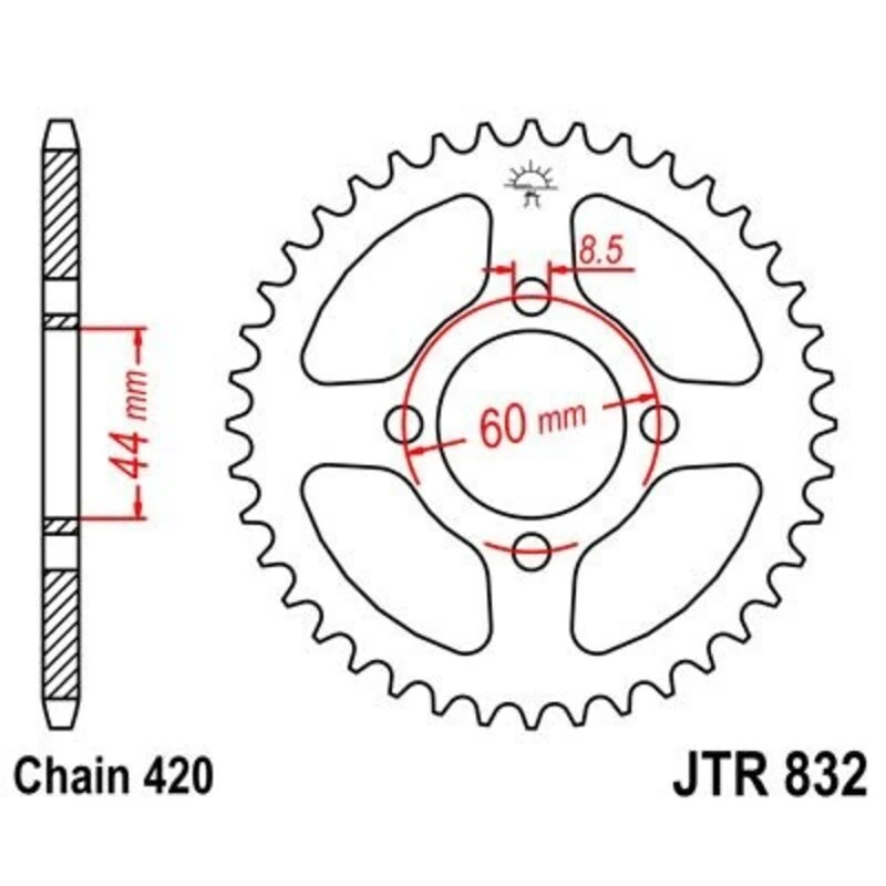 Corona JT 832 de acero con 45 dientes met stroomvoorzieningskabel