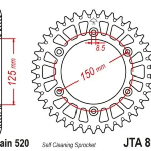 Corona JT Aluminio negro JT 897 con 45 dientes