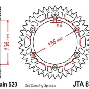 Gecertificeerd Corona JT Aluminio negro JT 822 con 45 dientes