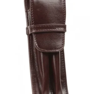Aston Leather Brown Finger Style Tweemaal Pen Case