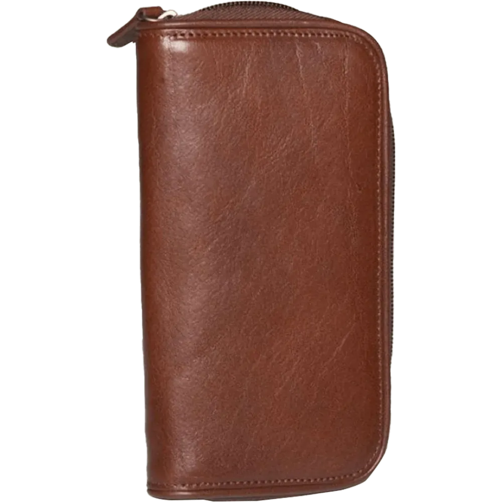 Aston Leather Taupe Zipper 2-Pen Case
