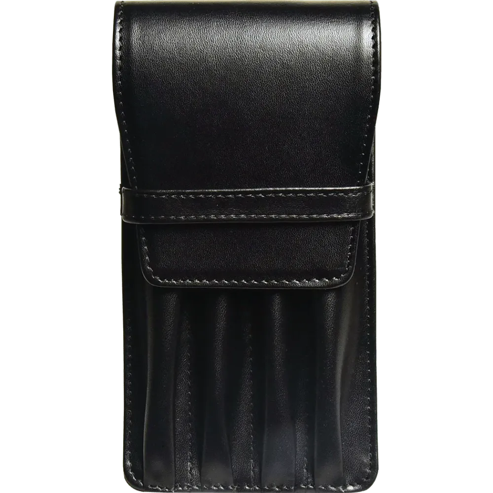 Aston Leather Zwart Finger Style Quad Pen Case