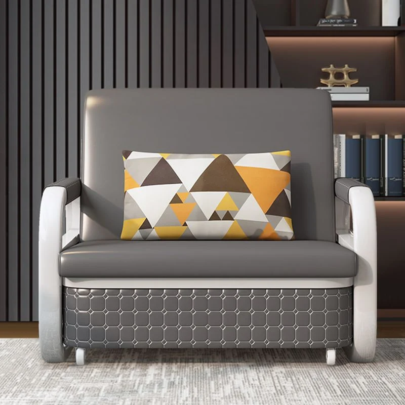 Faux Leer Square Arm Sleeper Storage Scandinavian Futon Sleeper Sofa Bed Gray 31l