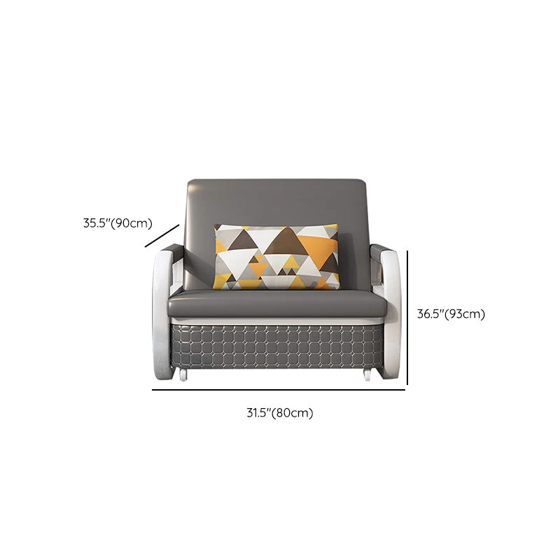 Faux Leer Square Arm Sleeper Storage Scandinavian Futon Sleeper Sofa Bed Gray 31l