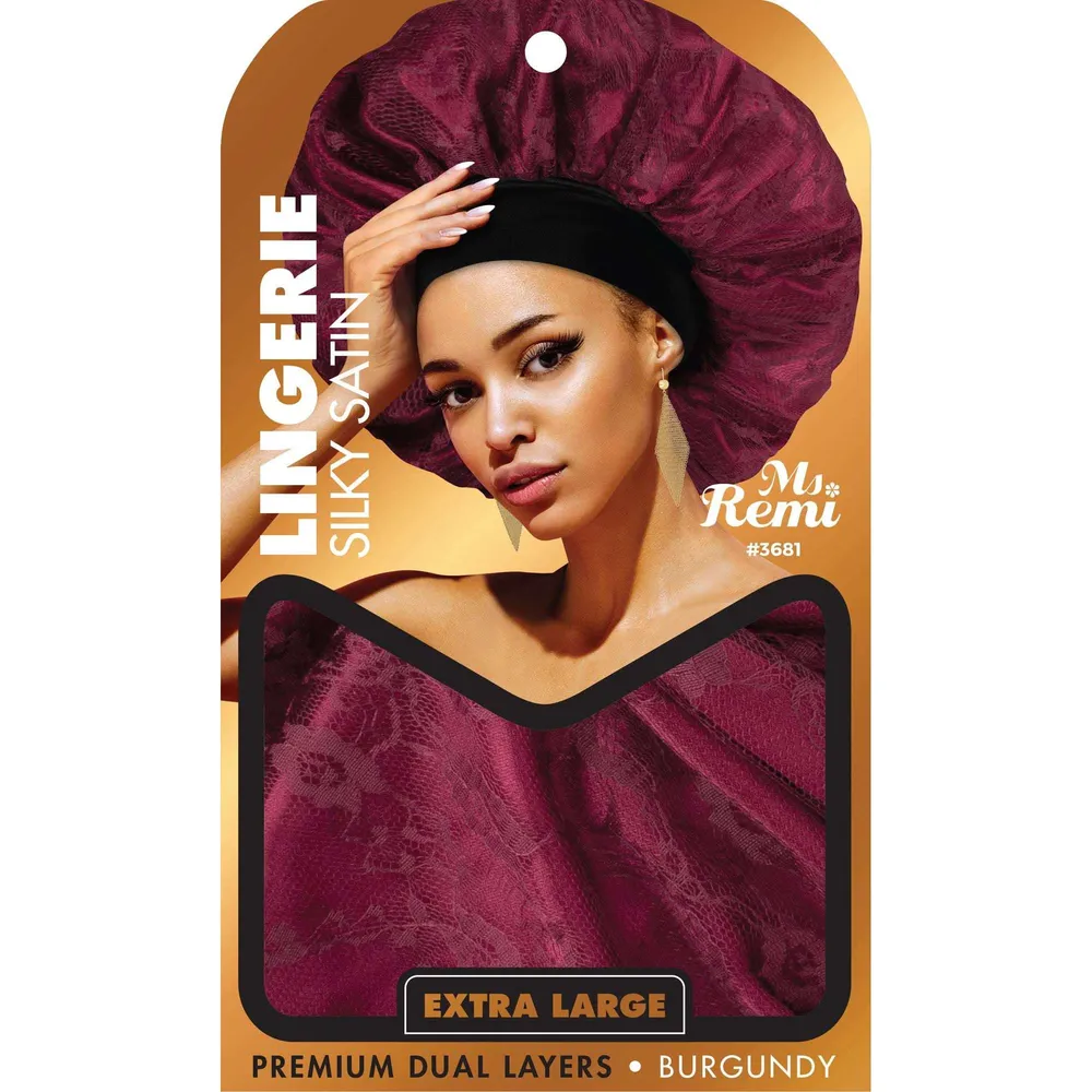 Ms. Remi Lingerie Silky Bonnet XL, 1 Piece Sleep Cap, Assorted Color Burgundy
