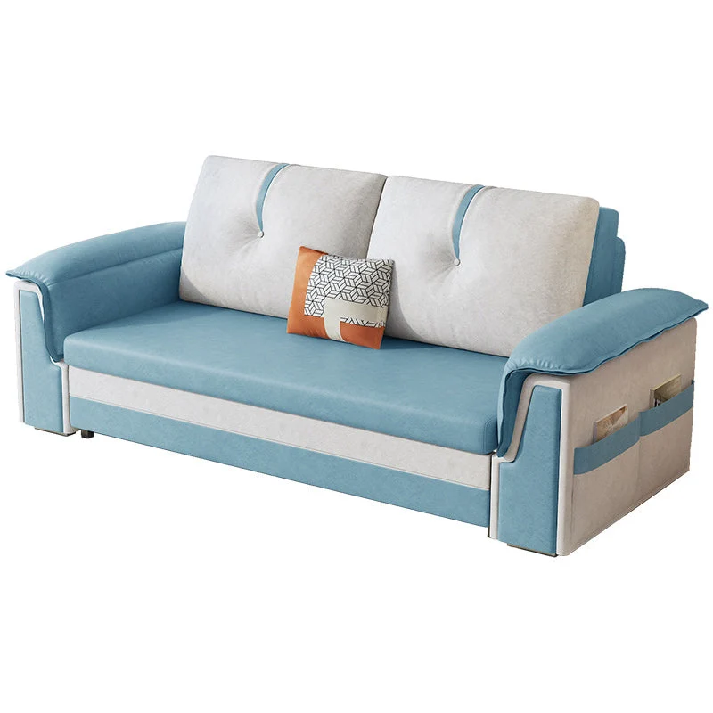 Scandinavian Faux Leder Sleeper Sofa Upholstered Pillow Top Arm Sofa Bed 53l