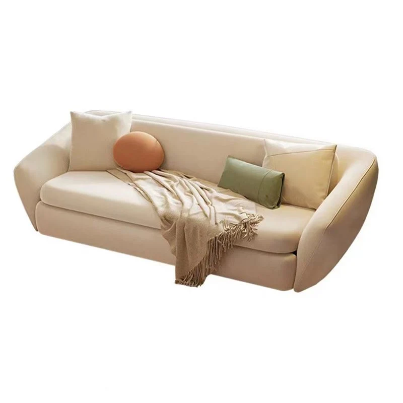 Square Arm Sleeper Scandinavian Styled Sleeper Faux Natuurleer Sofa Bed 56l