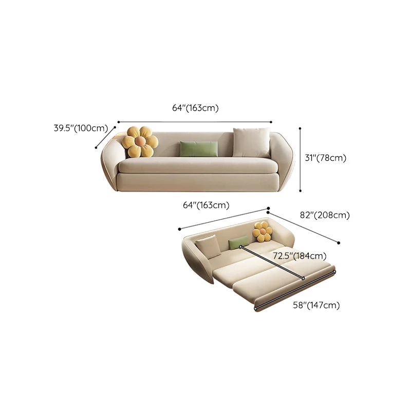 Square Arm Sleeper Scandinavian Styled Sleeper Faux Natuurleer Sofa Bed 56l