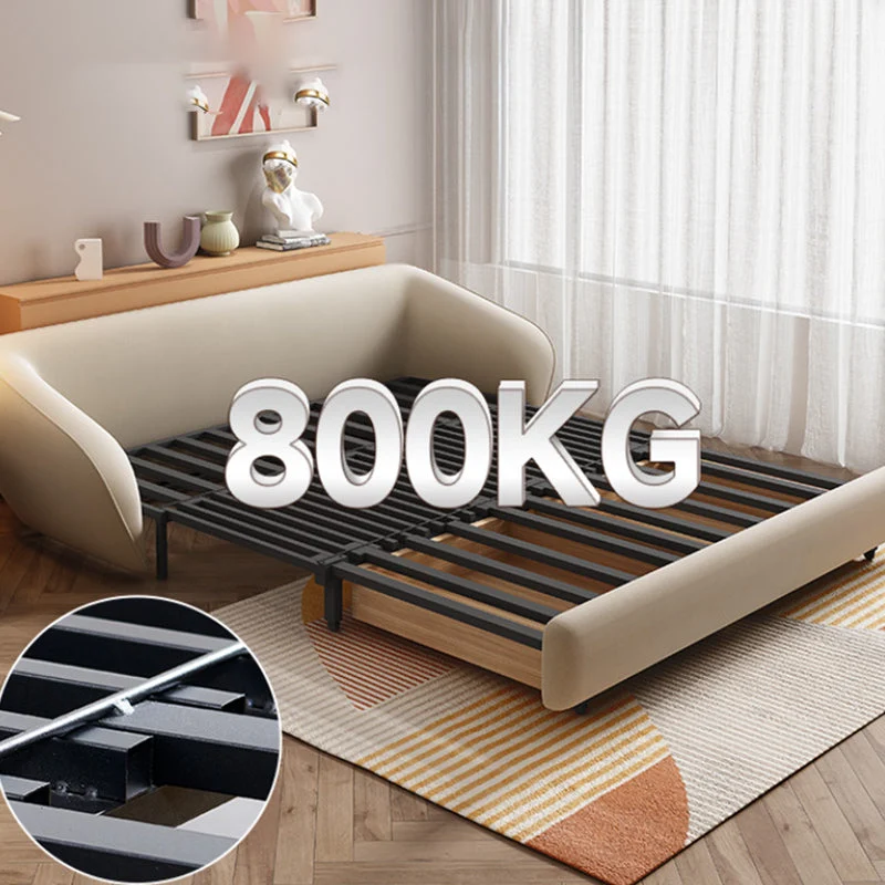 Square Arm Sleeper Scandinavian Styled Sleeper Faux Natuurleer Sofa Bed 56l