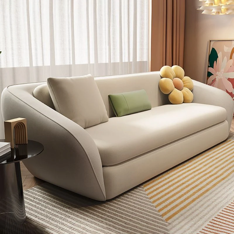 Square Arm Sleeper Scandinavian Styled Sleeper Faux Natuurleer Sofa Bed 56l