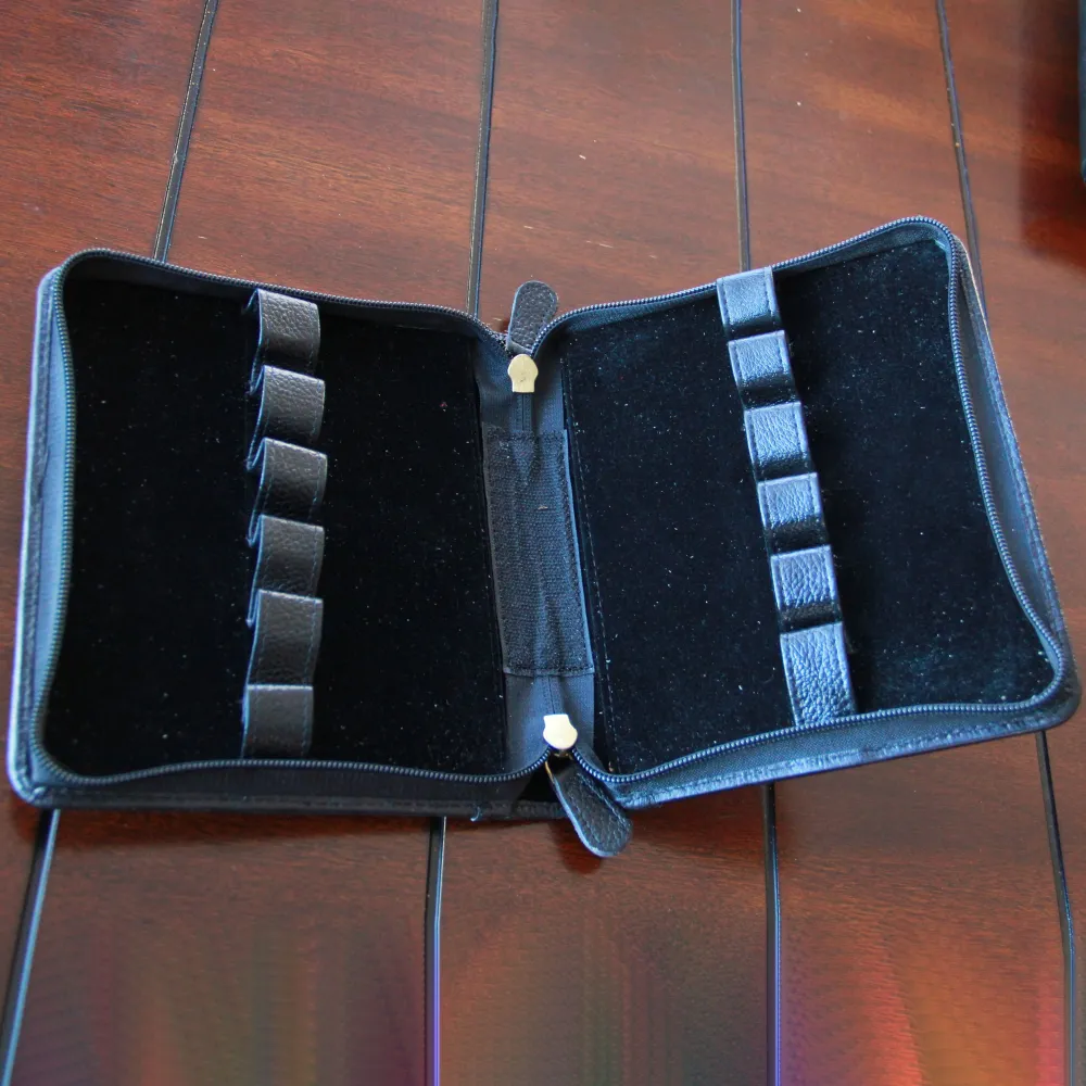 Yak Echt leer Premium Leather 12 Pen Case - Black