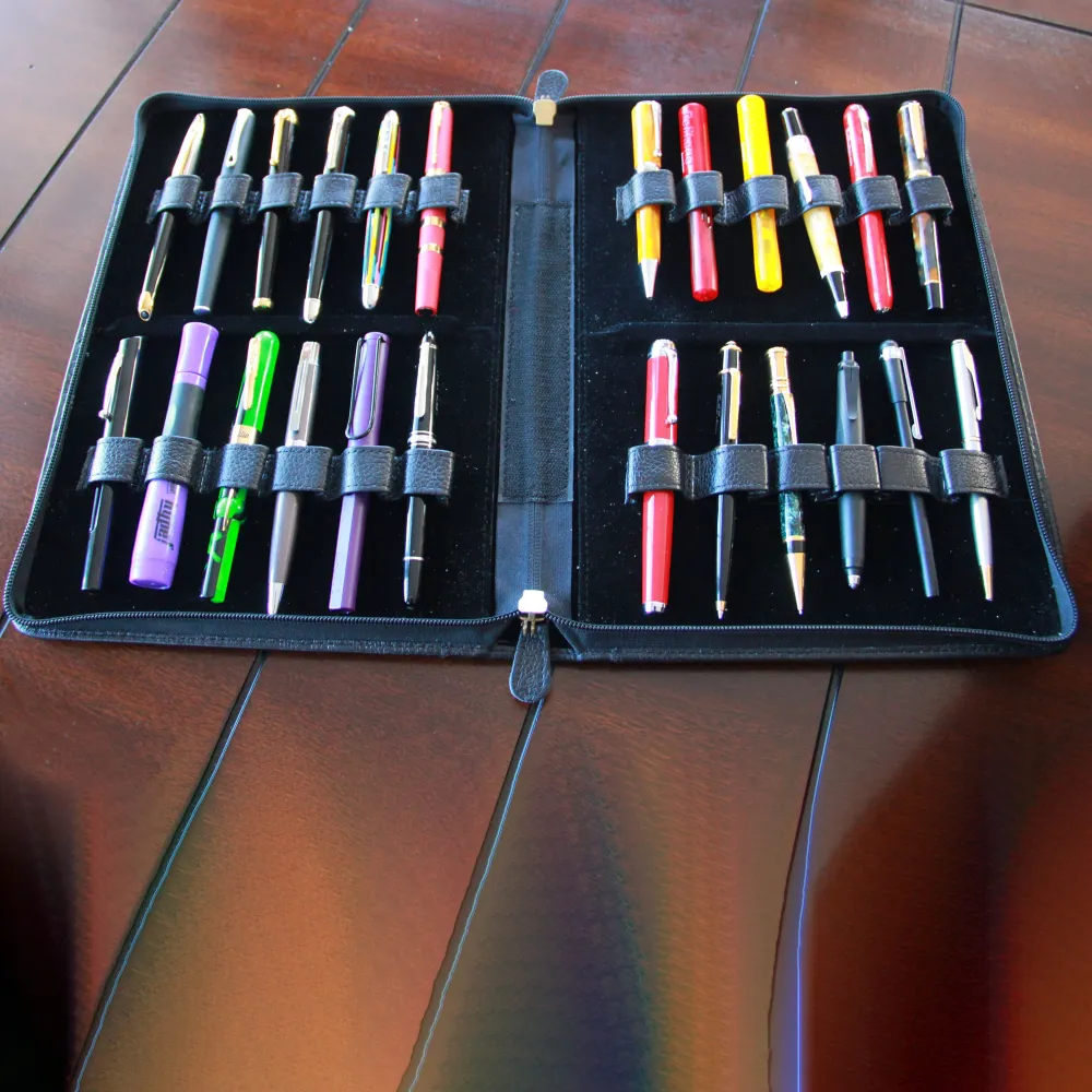 Yak Leather Premium Leather 24 Pen Case - Black