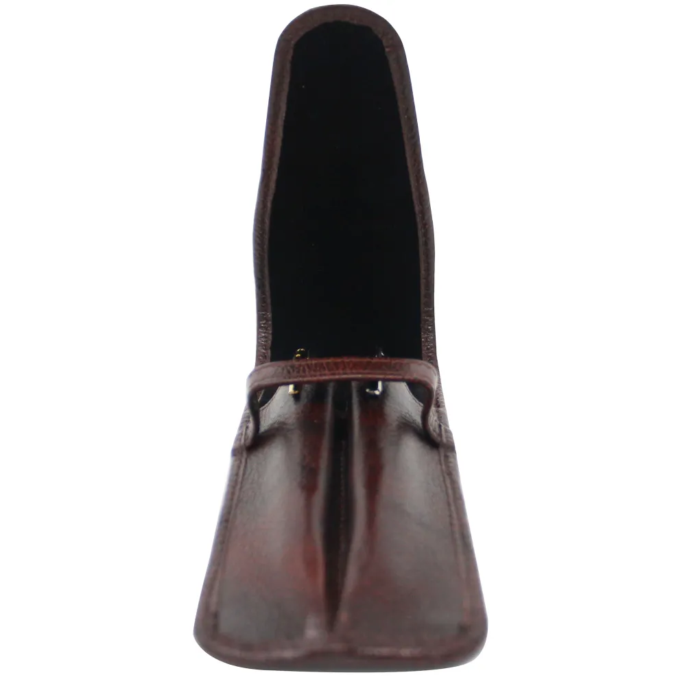 Yak Leather Premium Leer Two Pen Pouch Flap - Brown
