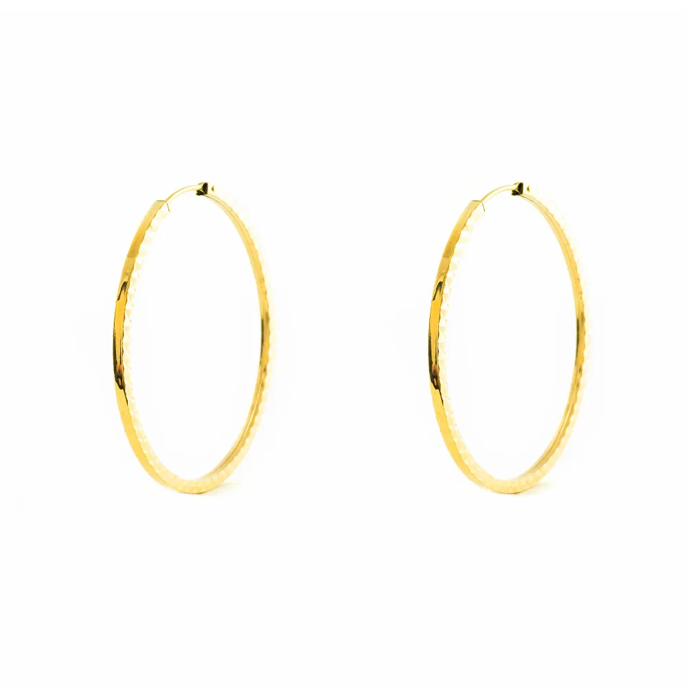 18ct Yellow Gold Square Uitgehouwen Hoop Earrings 35 x 1.2 mm