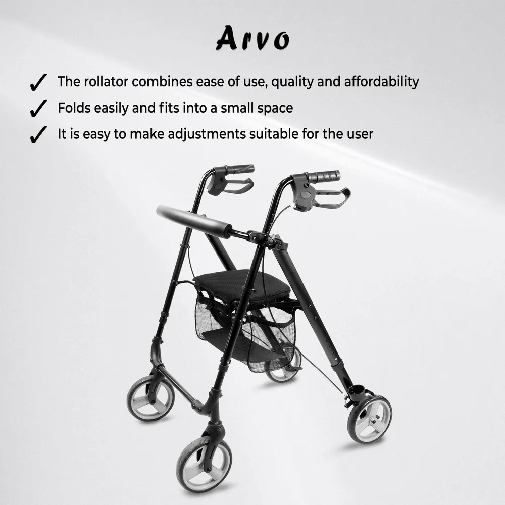 Arvo Rollator, Aero, Koolzwart