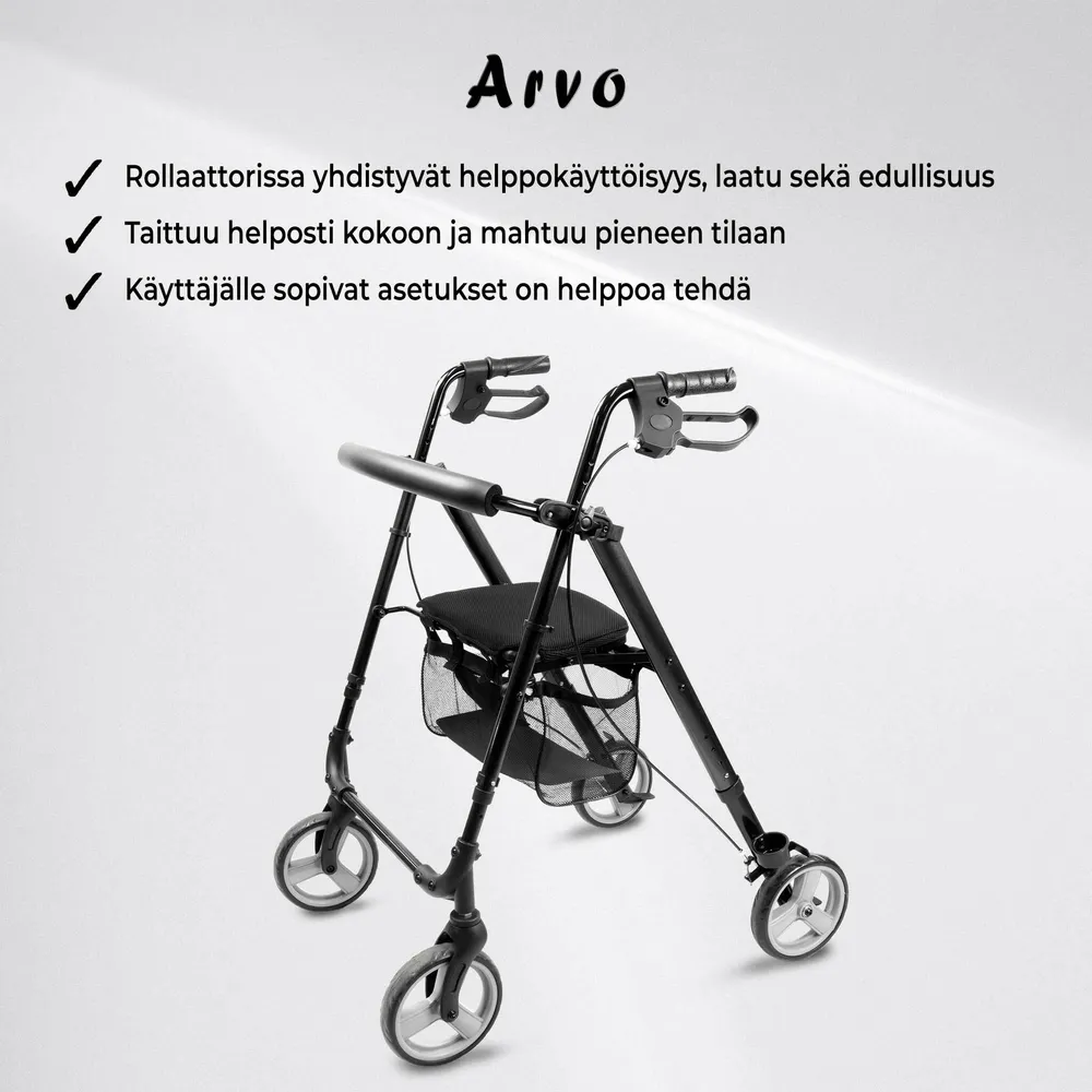 Arvo Rollator, Aero, Koolzwart
