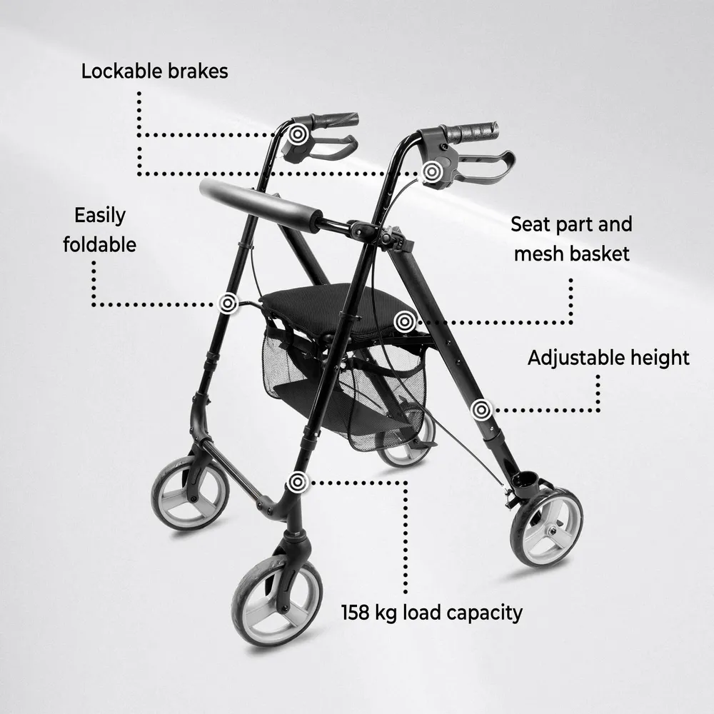Arvo Rollator, Aero, Koolzwart