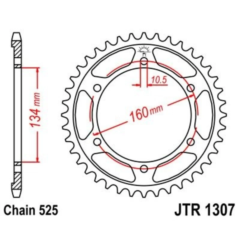 Corona JT 1307 de zink negro con 45 dientes