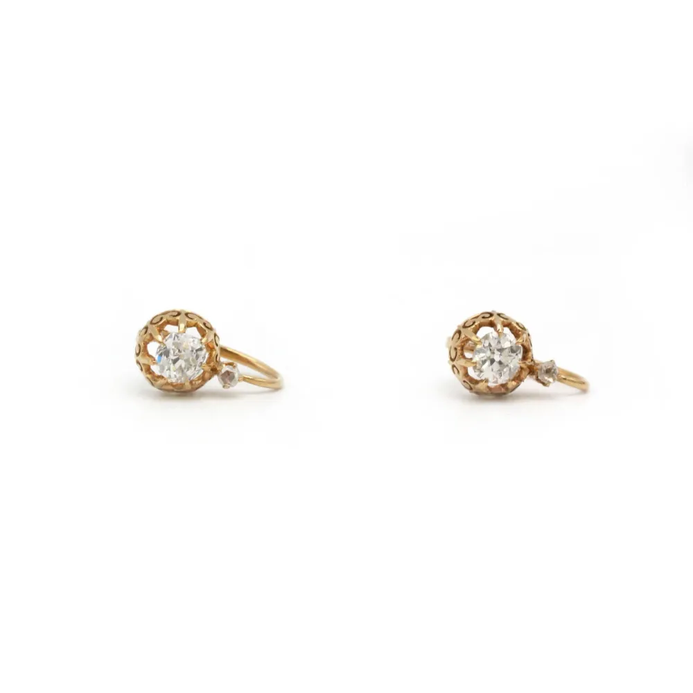 Earrings Sleepers earrings - Rose Verguld & Diamonds