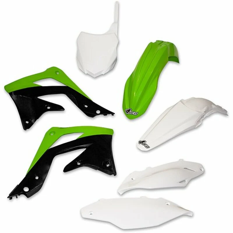 Kit de Plástica UFO OEM Color Mosgroen / Blanco / Negro Kawasaki KX86
