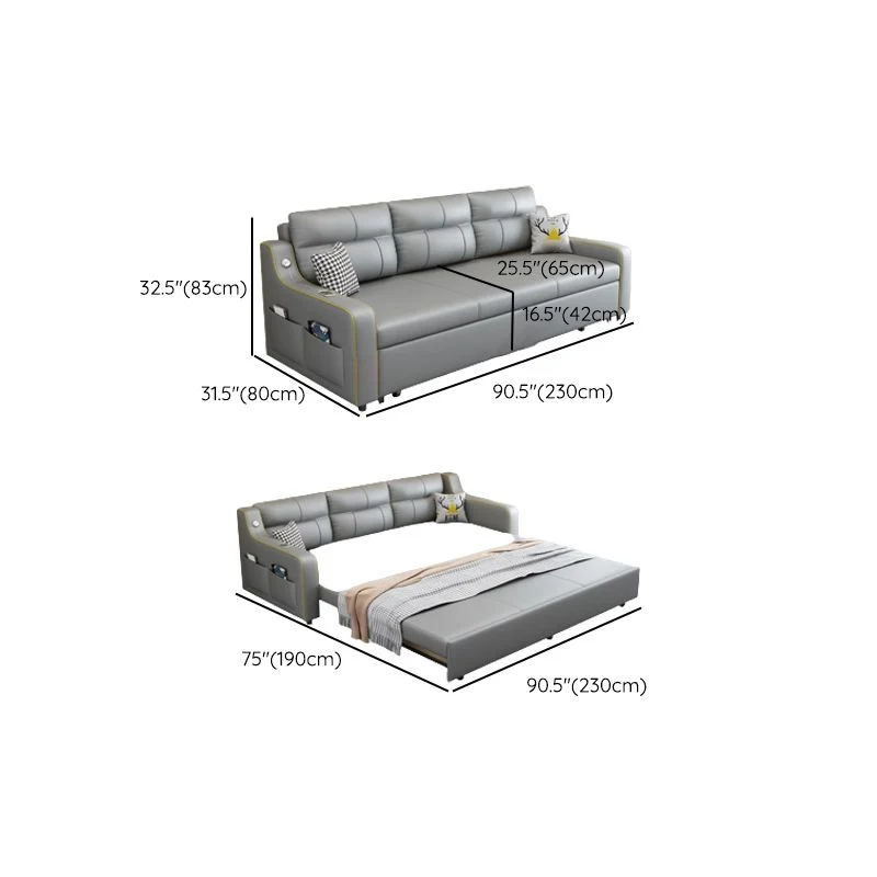Scandinavian Upholstered Sleeper Sofa Faux Leather Transformerend Sofas 39