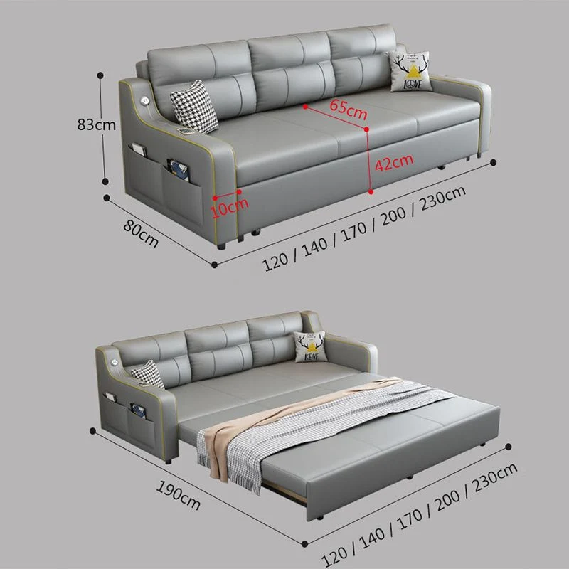 Scandinavian Upholstered Sleeper Sofa Faux Leather Transformerend Sofas 39
