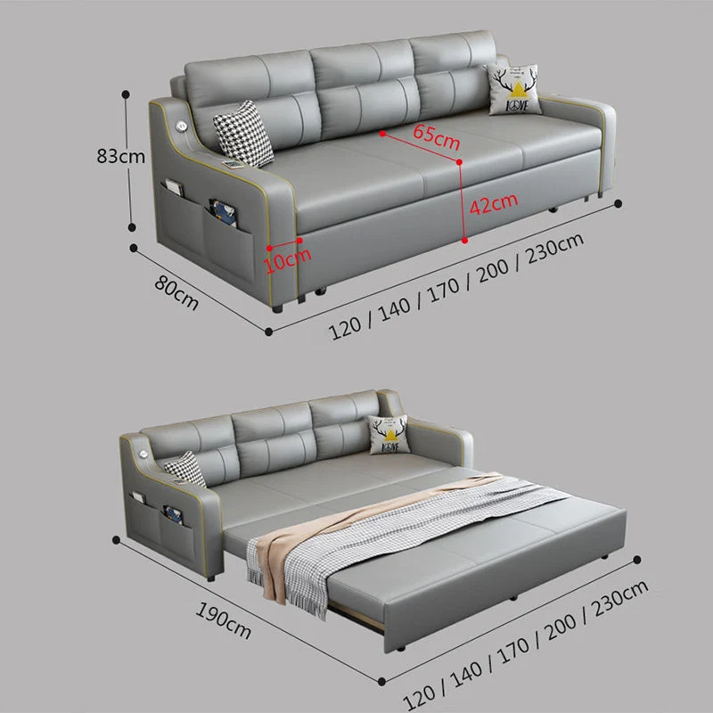 Scandinavian Upholstered Sleeper Sofa Faux Leather Transformerend Sofas 39