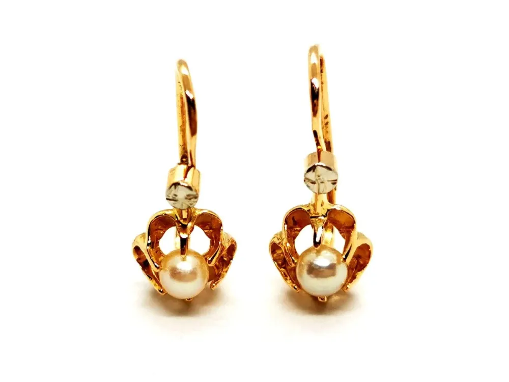 Sleeper Earrings Yellow Verguld Pearl