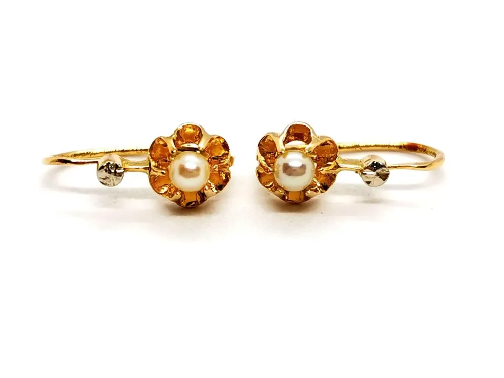 Sleeper Earrings Yellow Verguld Pearl
