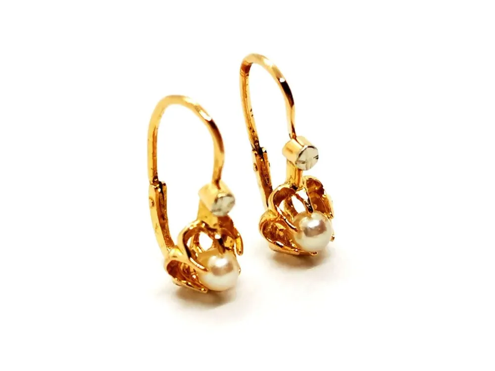 Sleeper Earrings Yellow Verguld Pearl