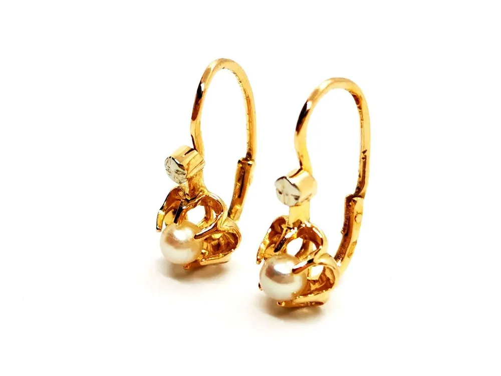 Sleeper Earrings Yellow Verguld Pearl