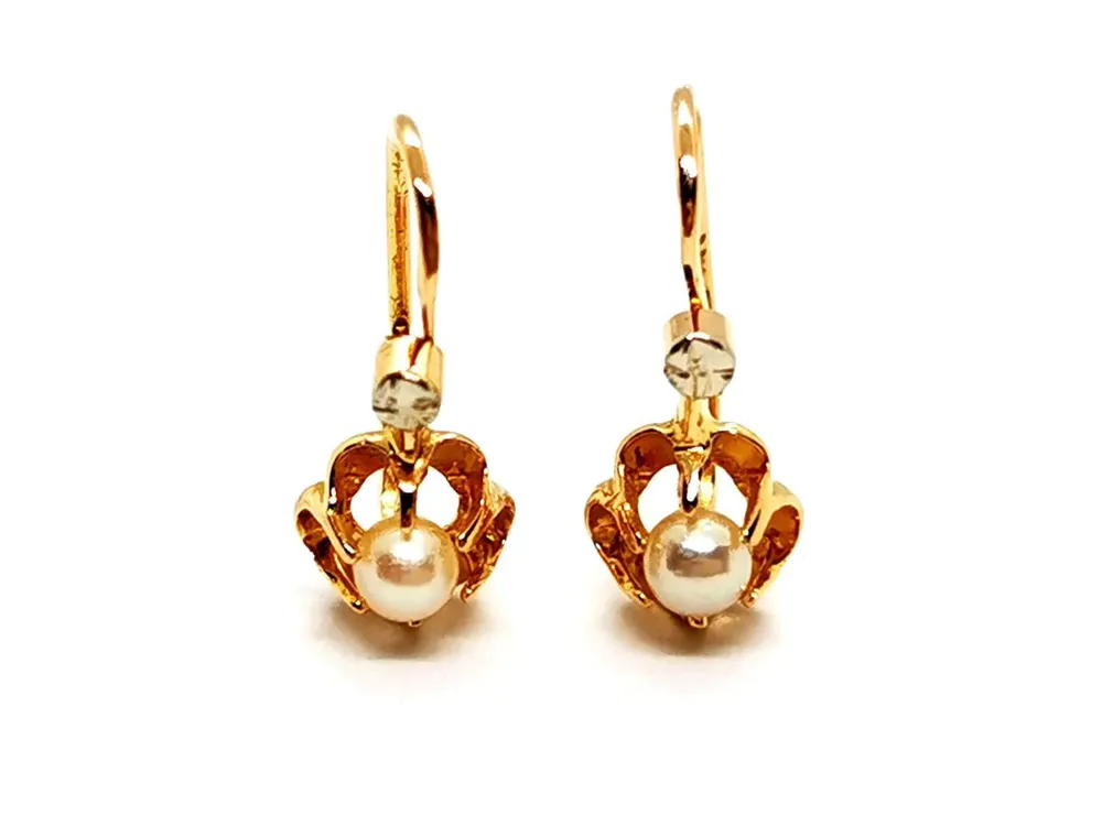 Sleeper Earrings Yellow Verguld Pearl