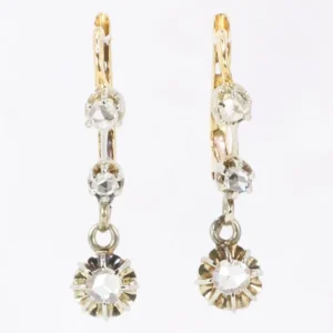 Sleepers earrings rose-cut diamonds citroengeel gold