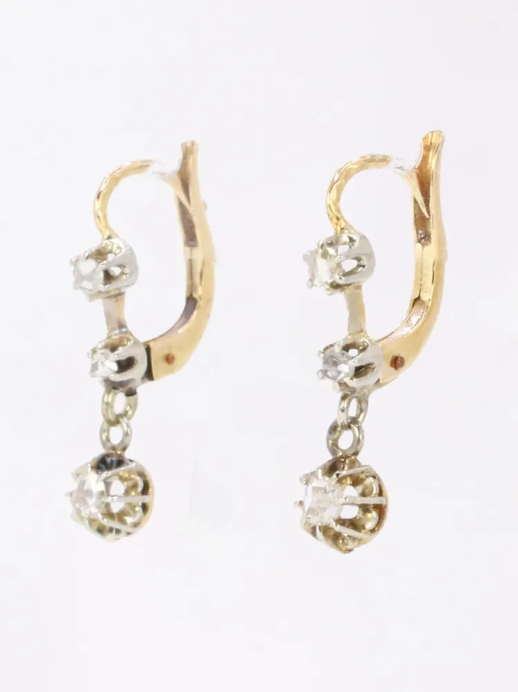 Sleepers earrings rose-cut diamonds citroengeel gold