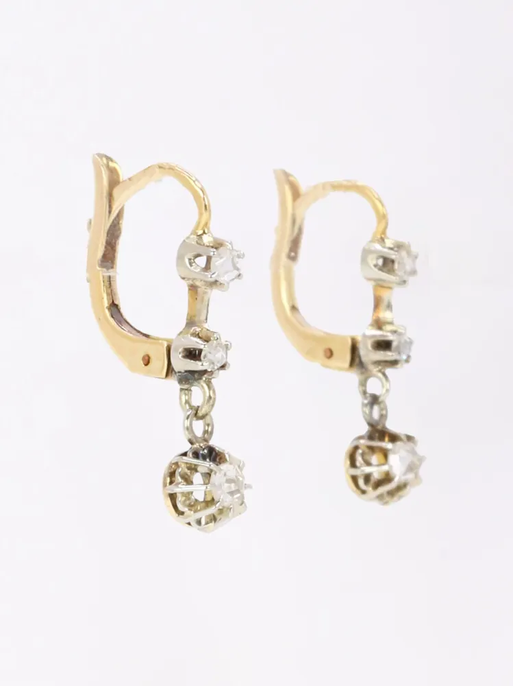 Sleepers earrings rose-cut diamonds citroengeel gold