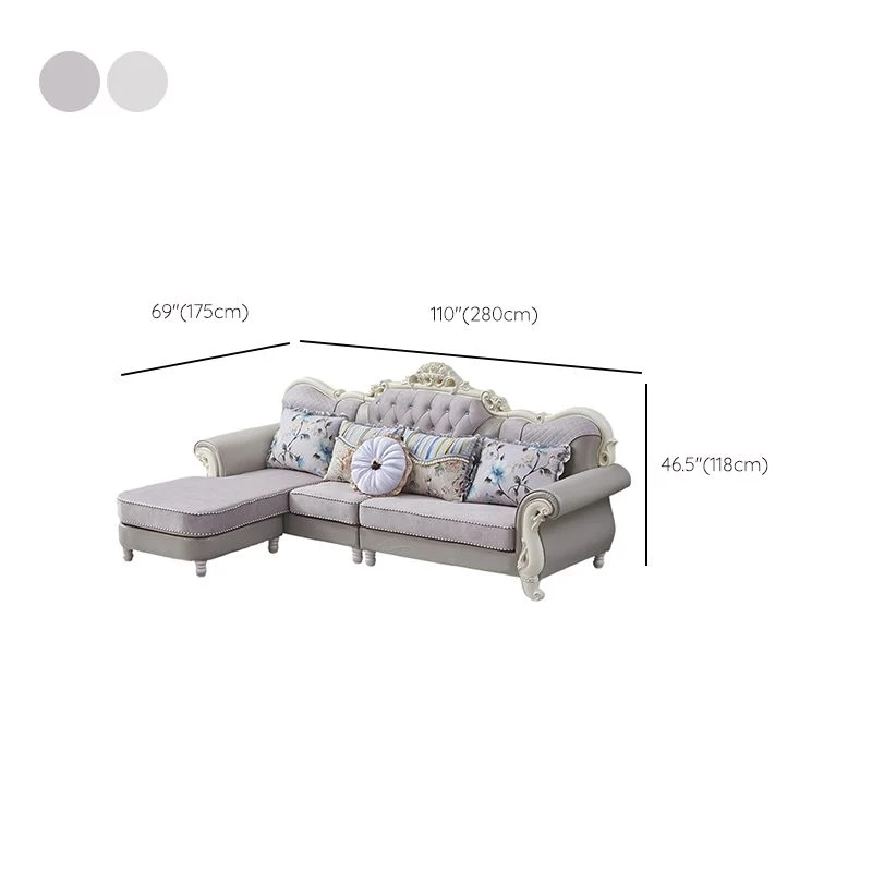 68" Wide French Country Sectional Sofa Van leer Sleeper Sectional Light