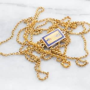 Long Antique Gold Sleepy Downtown Enamel Slide Pendant Necklace
